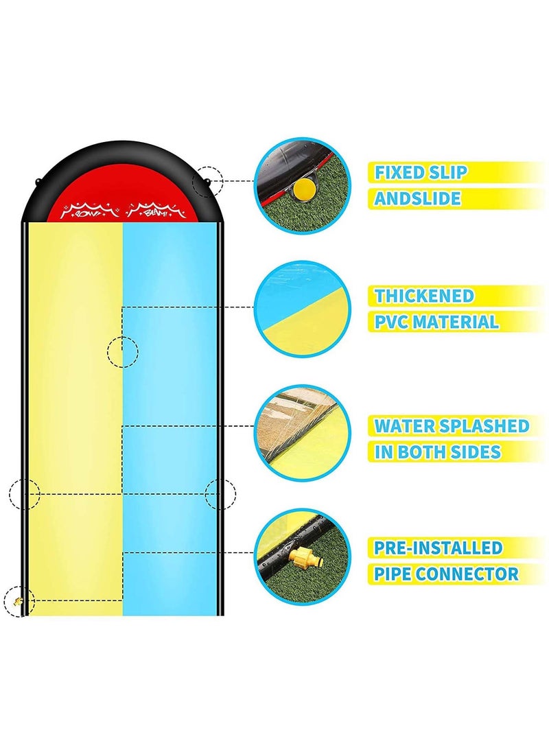 Y&D Lawn Water Slides for Kids Adults, Lane Slip, Splash & Slide Backyards, Waterslide with 2 Boogie Boards, 15.7FT Sliding Racing Lanes Sprinklers, Durable PVC Construction  - Image 3