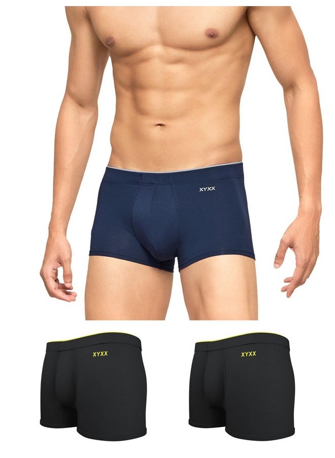 XYXX XYXX Men's Underwear Uno IntelliSoft Antimicrobial Micro Modal Trunk Pack of 3 (Coral Grey ; Dress Blue ; Coral Grey; M)  - Image 1