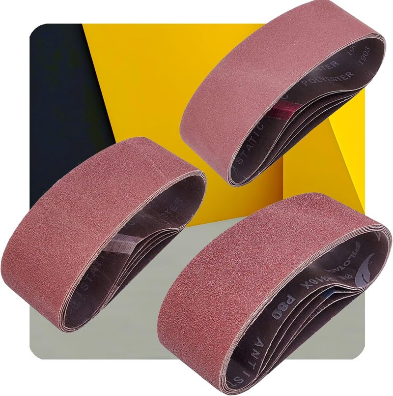 Tonmp 15 PCS 3" x 24" Premium Sanding Belts - 5 Each of 40 80 120 Grit Aluminum Oxide Sanding Belts For Belt sander (3x24 inch) - Image 1