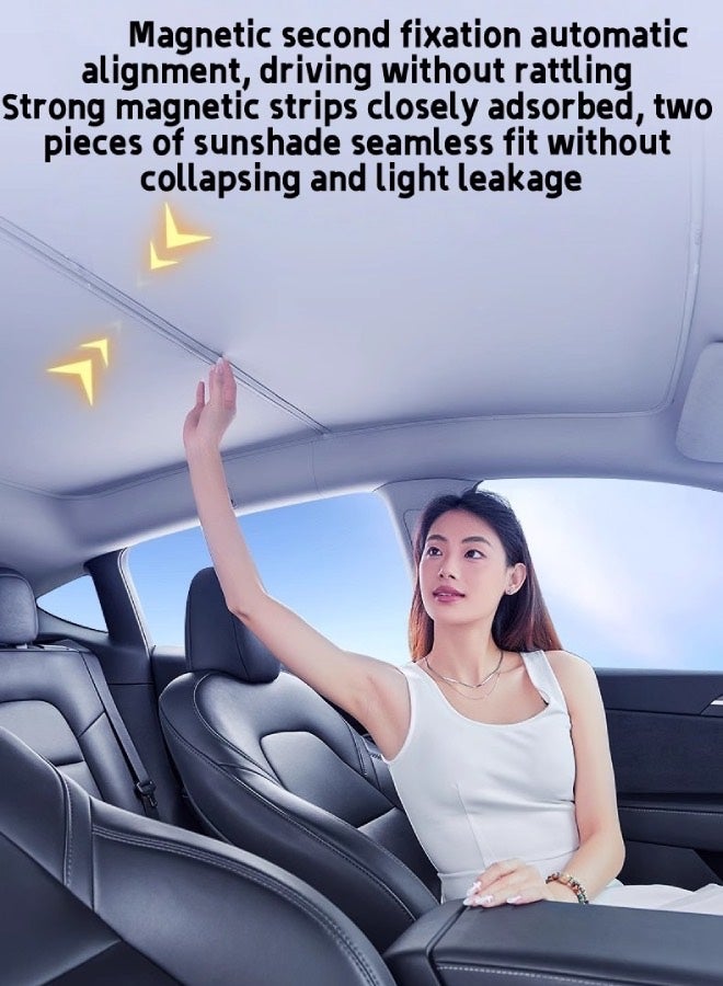 Lesha Tesla Y Accessories Heat Insulation Foldable Glass Sunroof Cover for Model Y Juniper 2025-2026, 2PCS,2025 Upgrade Tesla Model Y New Sunshade Roof [No Gaps, No-Sagging] - Image 2