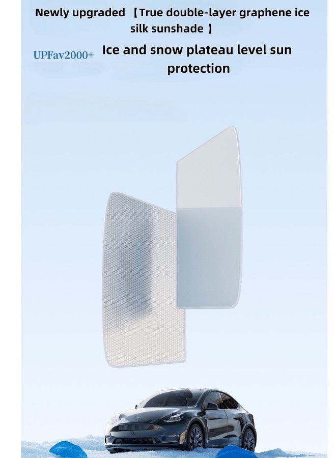 Lesha Tesla Y Accessories Heat Insulation Foldable Glass Sunroof Cover for Model Y Juniper 2025-2026, 2PCS,2025 Upgrade Tesla Model Y New Sunshade Roof [No Gaps, No-Sagging] - Image 5