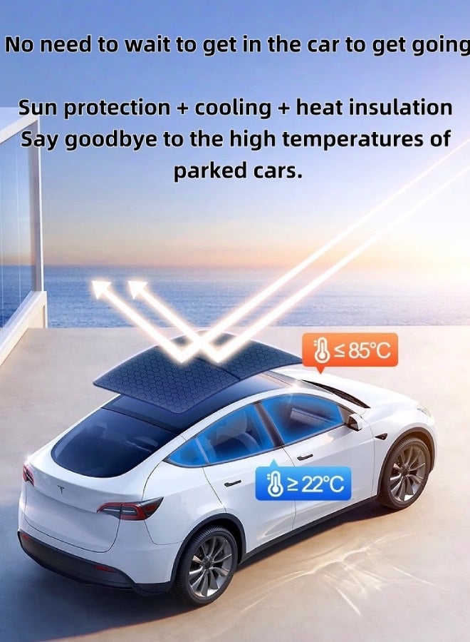 Lesha Tesla Y Accessories Heat Insulation Foldable Glass Sunroof Cover for Model Y Juniper 2025-2026, 2PCS,2025 Upgrade Tesla Model Y New Sunshade Roof [No Gaps, No-Sagging] - Image 3
