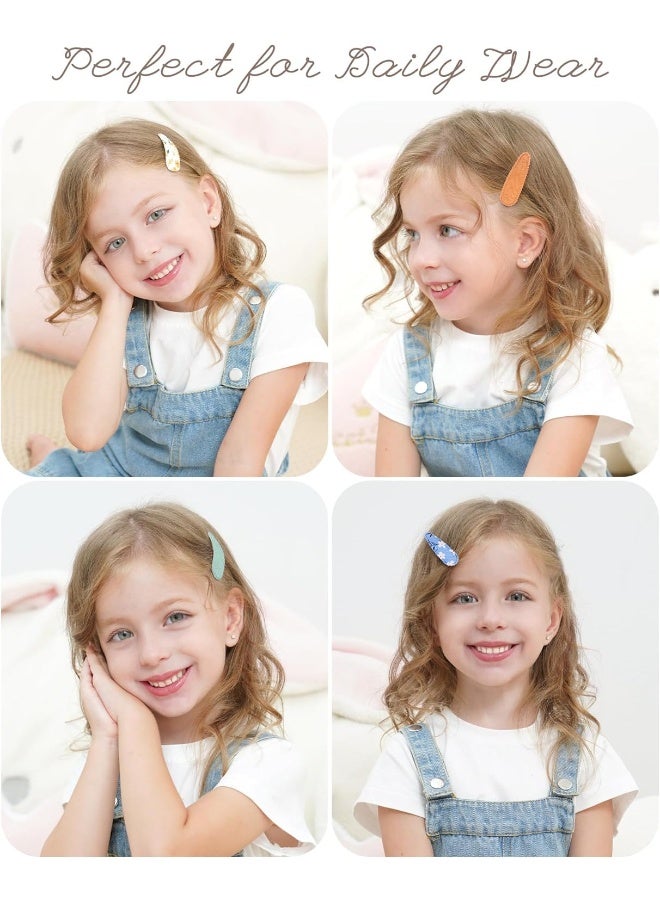 doboi 40 Pcs Floral Print Snap Hairpins, Hair Bows Clips, and Barrettes for Girls - Non-Slip Wrapped Flower Clips Hair Accessories - Image 4