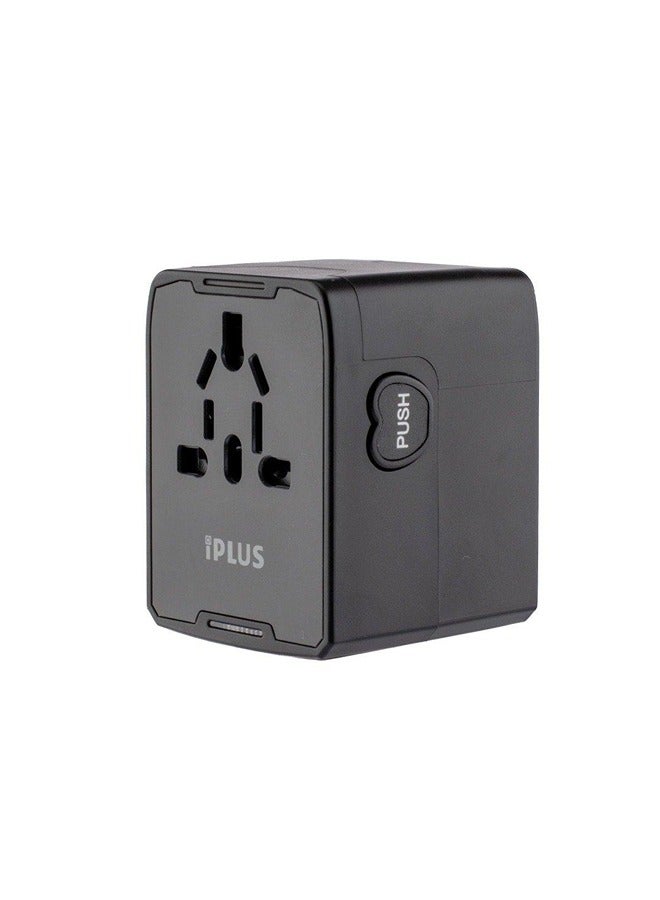 iplus World Travel Adapter with 1 Universal Socket 3USB  1 TypeC Ports - Image 1