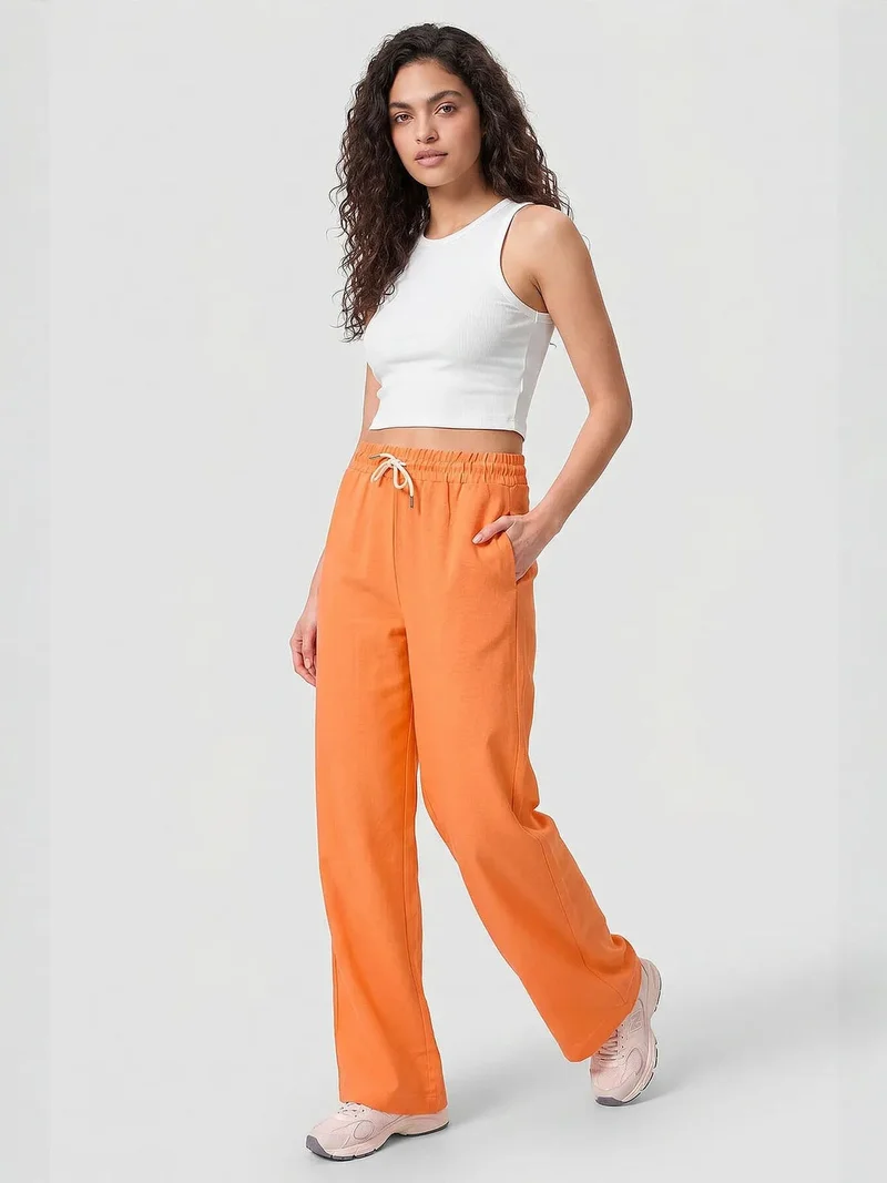 تومي لايف TOMMY Mid Waist Palazzo Pants with Drawstring