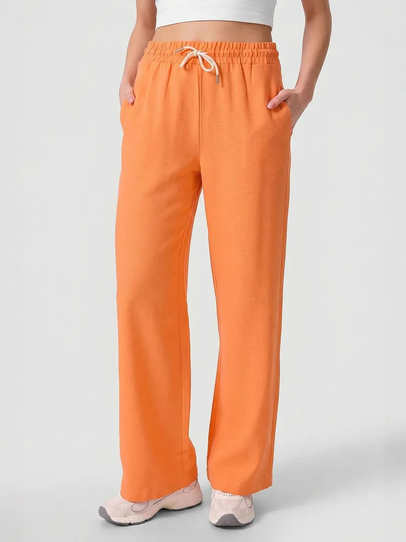 تومي لايف TOMMY Mid Waist Palazzo Pants with Drawstring