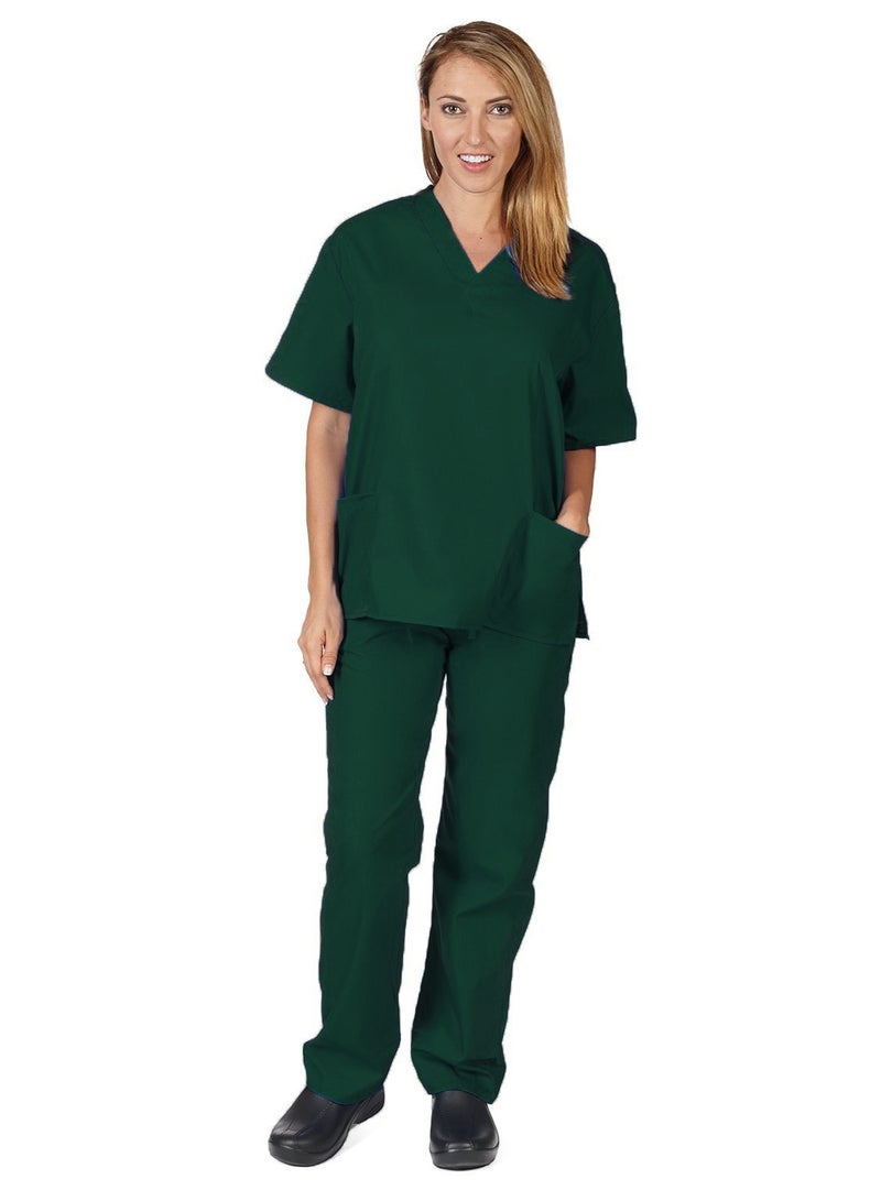 Loquat Womens Medical Scrubs Set Medical Uniform Set Dark Green - Image 1