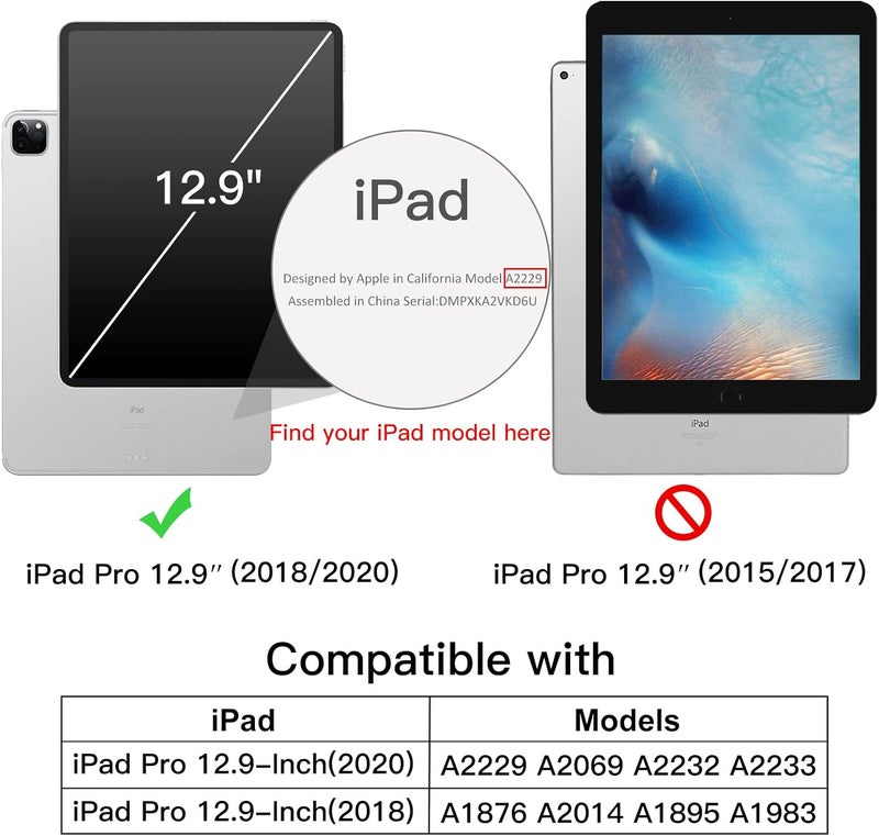 جي تيك حافظة لجهاز آيباد برو 12.9 بوصة (موديل 2020/2018، الجيل الرابع/الثالث) مع حامل أقلام، تدعم شحن القلم الثاني، غطاء رفيع للجهاز اللوحي مع ظهر ناعم من البولي يوريثان الحراري، خاصية الإيقاظ/السكون التلقائي (أحمر) - Image 2