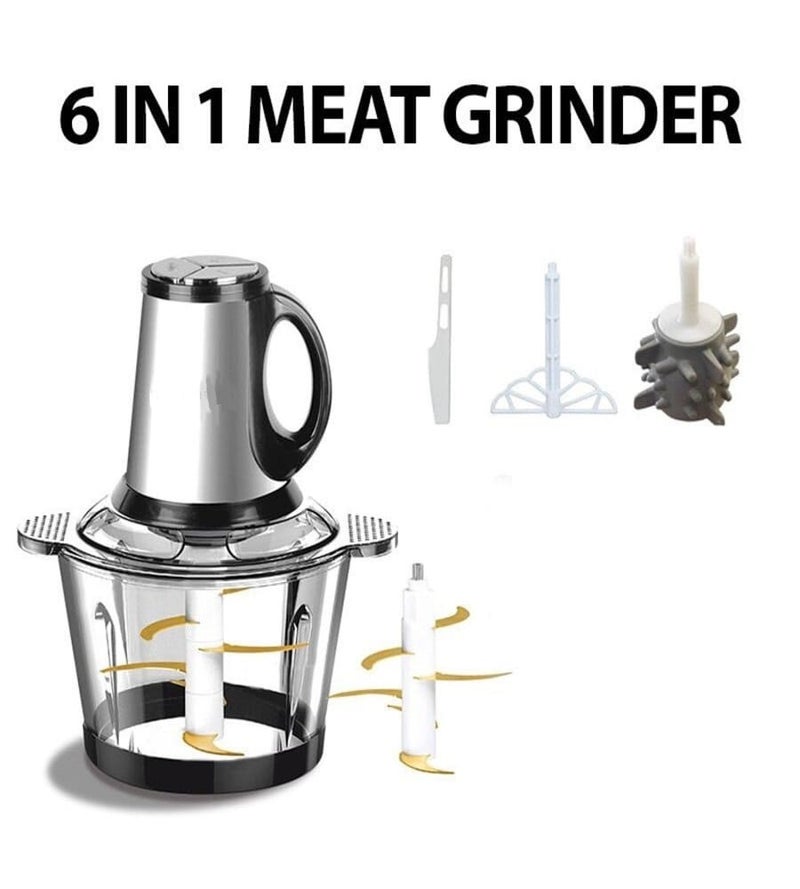 شظايا كريست سليفرز كريست SL-2021 Glass قطاعة لحم كهربائية 3.8 لتر مع 5 شفرات ستانلس ستيل وملحق خفق فضي/شفاف - Image 4