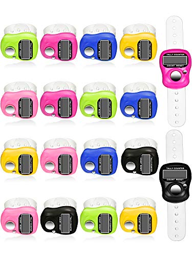 Tatuo 18 Pack Electronic Finger Counter 5 Digit LCD Digital Hand Tally Clicker with Large Button Reset Portable Resettable Lap Counter for Knitting Golf Coaching Lab Stadium 6 Colors - Image 1