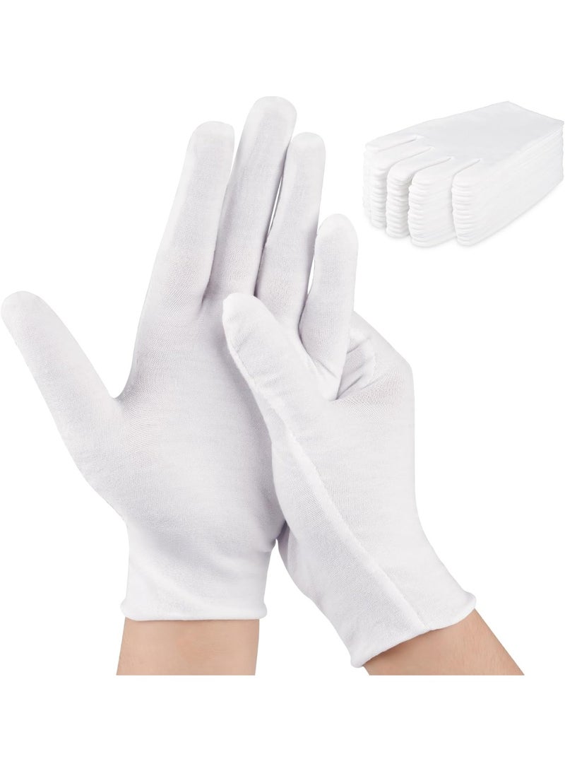 Bukela 24 Pcs White Cotton Gloves for Dry Hands & Eczema, Moisturizing Sleeping Gloves for Men and Women, Stretchy Breathable Work Glove for Eczema, Jewelry Inspection, Spa - Image 1