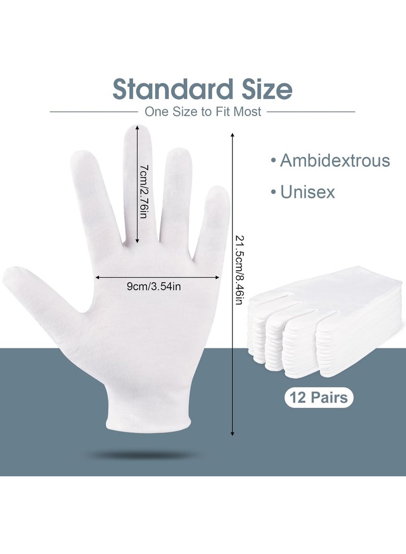 Bukela 24 Pcs White Cotton Gloves for Dry Hands & Eczema, Moisturizing Sleeping Gloves for Men and Women, Stretchy Breathable Work Glove for Eczema, Jewelry Inspection, Spa - Image 2