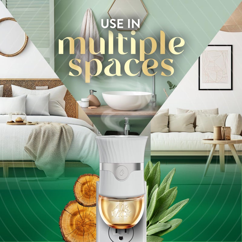 Air Wick Vibrant Plug In Scented Oil Warmer + Refills, Infused with Essential Oils, Plug In Air Fresheners for Home, White Sage & Mahogany, Gadget + 3 ct - Image 5