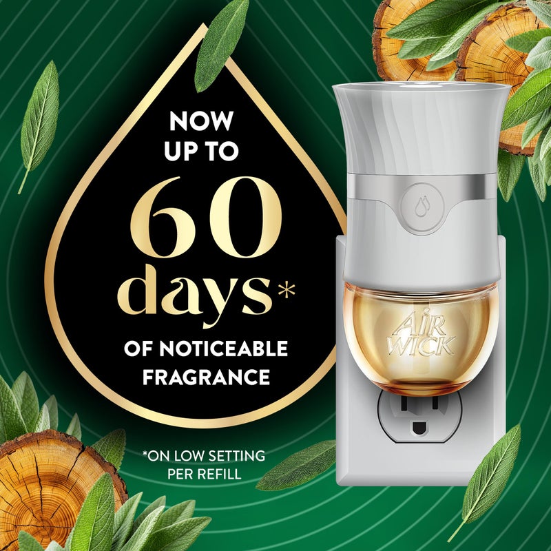 Air Wick Vibrant Plug In Scented Oil Warmer + Refills, Infused with Essential Oils, Plug In Air Fresheners for Home, White Sage & Mahogany, Gadget + 3 ct - Image 2