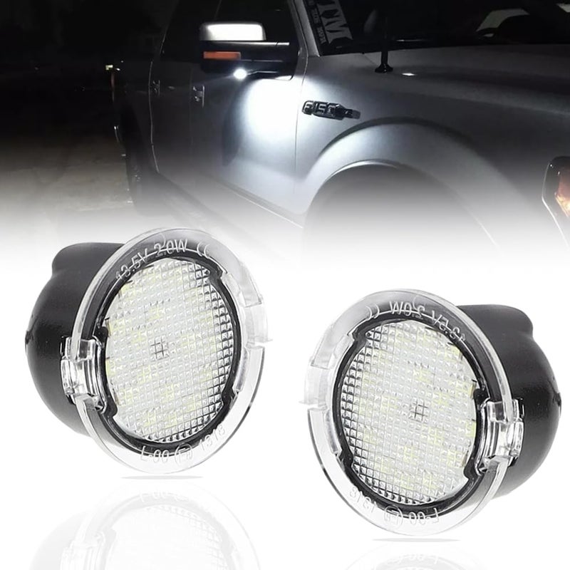 VANKUB أضواء بركة مرآة جانبية LED من VANKUB لسيارات فورد F150 إكسبلورر إيدج إكسبيديشن فليكس فيوجن توريز X، 6000K مصابيح LED مرآة ملحقات F150، 2 قطعة (بيضاء) - Image 1