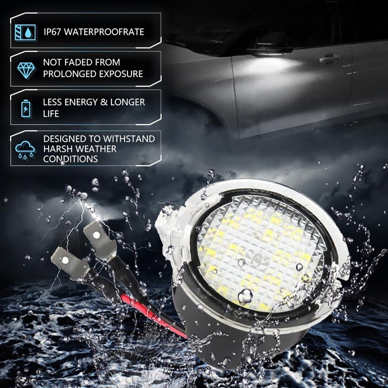 VANKUB أضواء بركة مرآة جانبية LED من VANKUB لسيارات فورد F150 إكسبلورر إيدج إكسبيديشن فليكس فيوجن توريز X، 6000K مصابيح LED مرآة ملحقات F150، 2 قطعة (بيضاء) - Image 5
