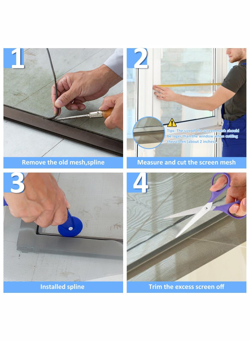Window Screen Replacement Mesh 48"W*99"L,DIY Adjustable Polyester Pet Proof Screen Door Mesh for Patio Sliding Doors Window Screen Repair Kit,Durable,Washable,White - Image 4