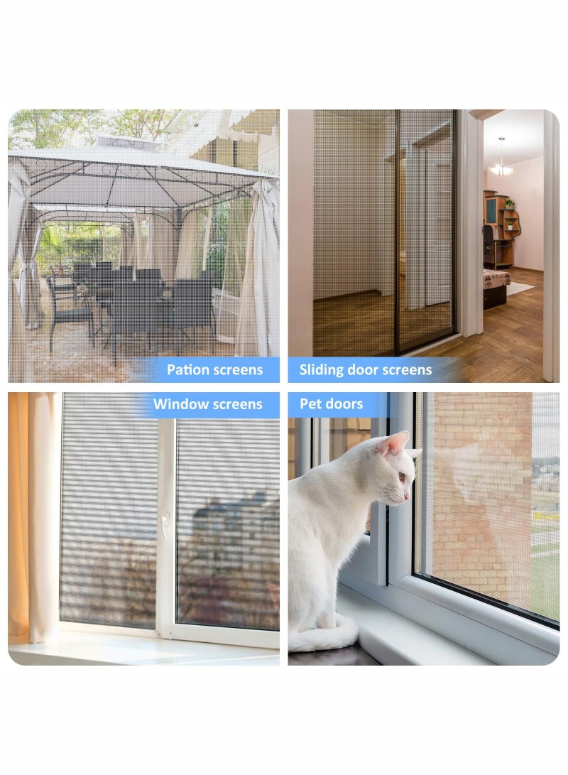 Window Screen Replacement Mesh 48"W*99"L,DIY Adjustable Polyester Pet Proof Screen Door Mesh for Patio Sliding Doors Window Screen Repair Kit,Durable,Washable,White - Image 3