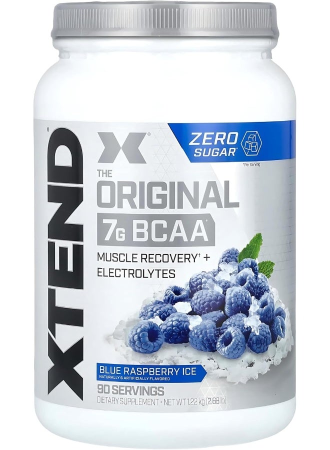 XTEND Original BCAA Powder Zero Sugar With Electrolytes for Hydration & Muscle Repair, Post-Workout Supplement, Blue Raspberry Ice Flavor - 90 Servings - Image 1