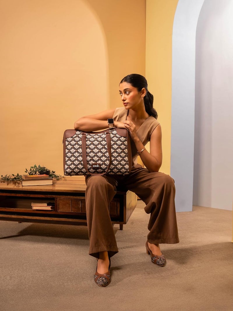 ZOUK حقيبة مكتب مؤتمرات نسائية | جوت | حقيبة توت مصنوعة يدويًا من الجلد النباتي مثالية للعمل في المكتب مع حزامي مقبض مزدوج - Image 2