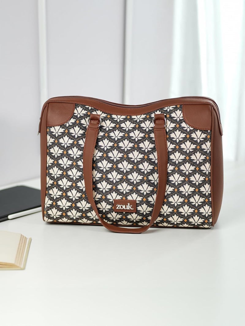 ZOUK حقيبة مكتب مؤتمرات نسائية | جوت | حقيبة توت مصنوعة يدويًا من الجلد النباتي مثالية للعمل في المكتب مع حزامي مقبض مزدوج - Image 3