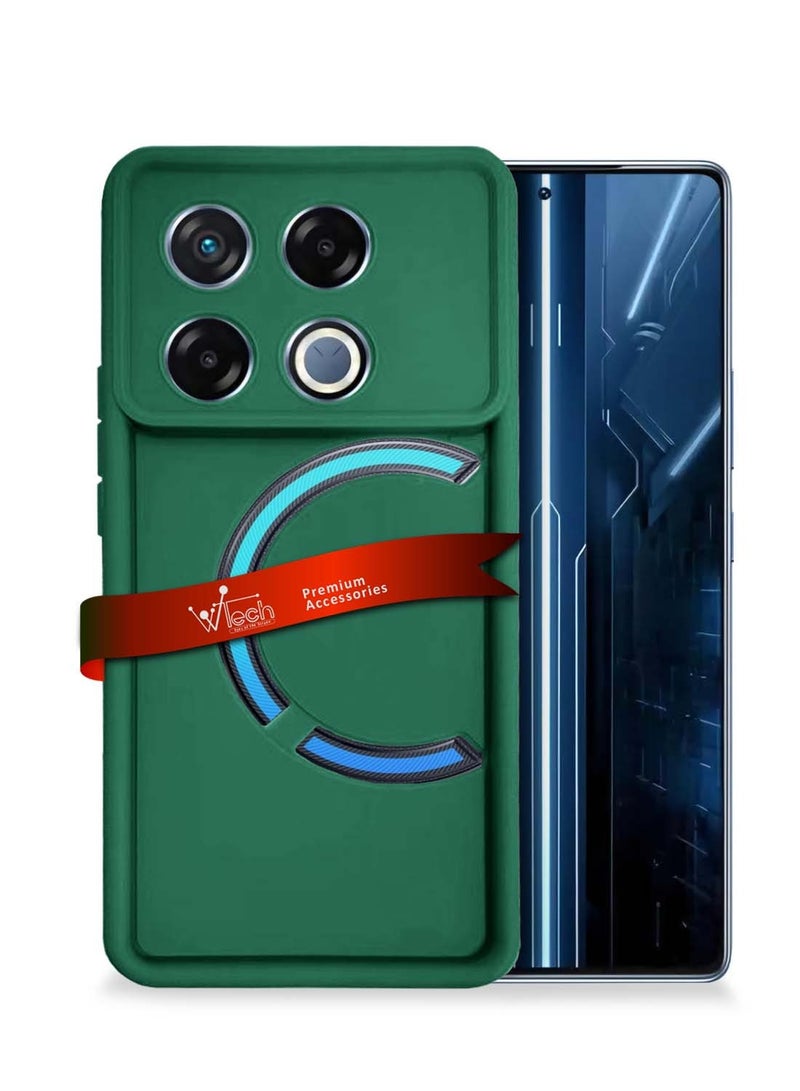 REWO Infinix GT 20 Pro 5G 2024  Premium Soft Liquid Silicone Full Protective Raised Lips Edges and Camera Case Cover - Dark Green - Image 1
