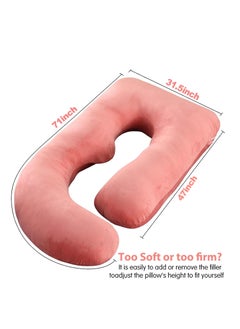 Arabest Pregnancy Pillow U Shaped Full Body Maternity Support Pillow for Pregnant Women with Replaceable and Washable Velvet Cover Size 60" (Velvet, Pink)  - Image 4