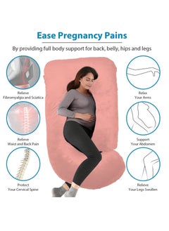 Arabest Pregnancy Pillow U Shaped Full Body Maternity Support Pillow for Pregnant Women with Replaceable and Washable Velvet Cover Size 60" (Velvet, Pink)  - Image 2