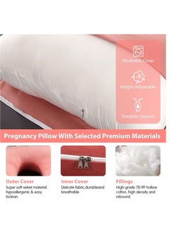 Arabest Pregnancy Pillow U Shaped Full Body Maternity Support Pillow for Pregnant Women with Replaceable and Washable Velvet Cover Size 60" (Velvet, Pink)  - Image 3
