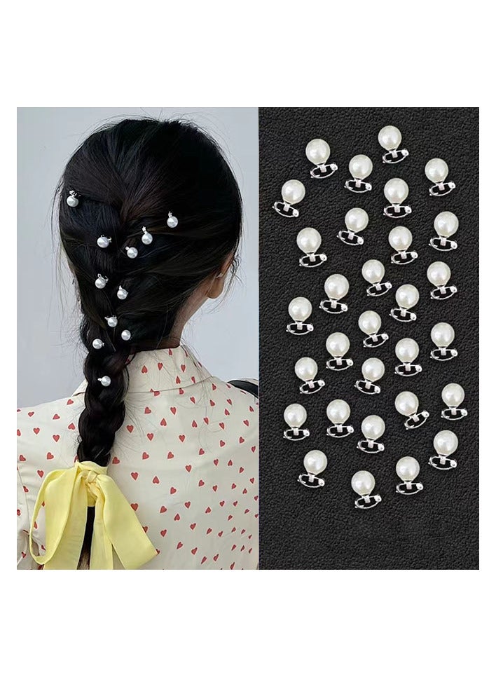 30Pcs Hair Pearls Hair Clips, Mini Pearl Bobby Pins White Pearls for Hair