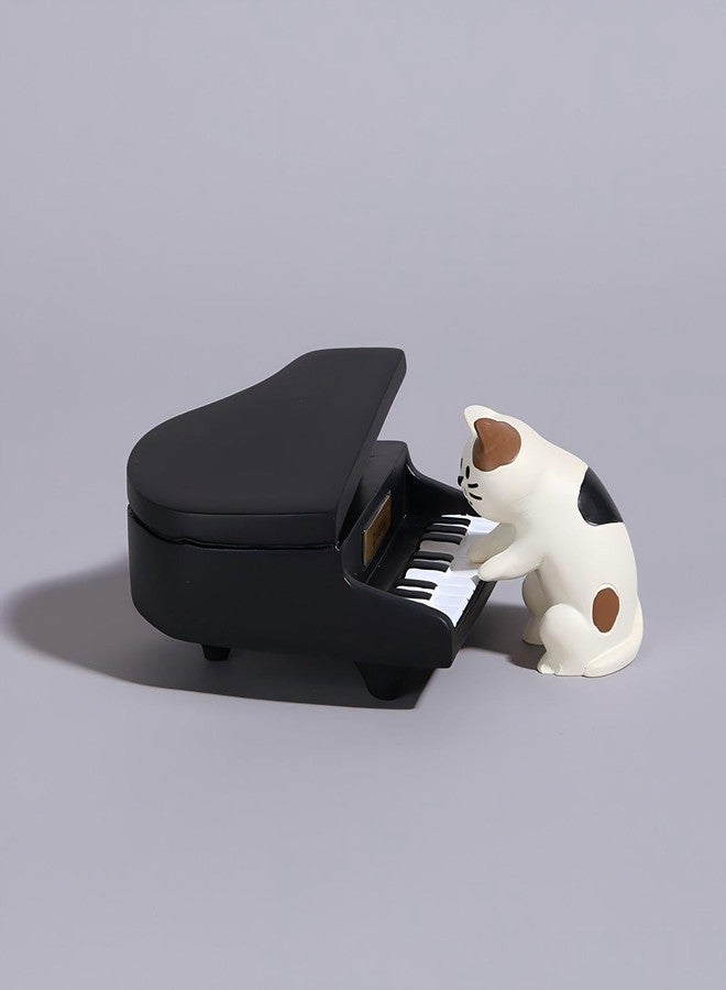 Gwindrise Miniature Cat Pianist Figurines, Cute Kitty Trinkets for Car Dashboard, Funny Gifts for Cat Lovers or Pianist, Home Office Desk Decor Gifts - Image 1