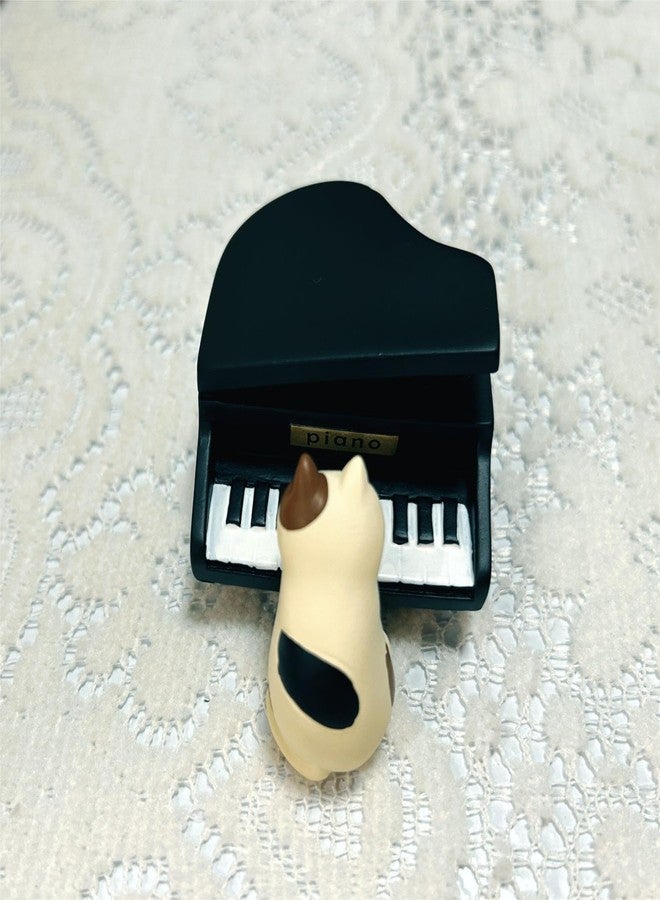 Gwindrise Miniature Cat Pianist Figurines, Cute Kitty Trinkets for Car Dashboard, Funny Gifts for Cat Lovers or Pianist, Home Office Desk Decor Gifts - Image 3