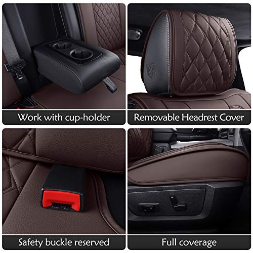 Aierxuan Car Seat Covers for Dodge Ram Custom Fit 2009-2024 1500, 2010-2024 2500/3500 Crew Quad Regular Cab Heavy Duty Truck Pickup Waterproof Leather with Split Bench 40/60(Full Set/Brown) - Image 5