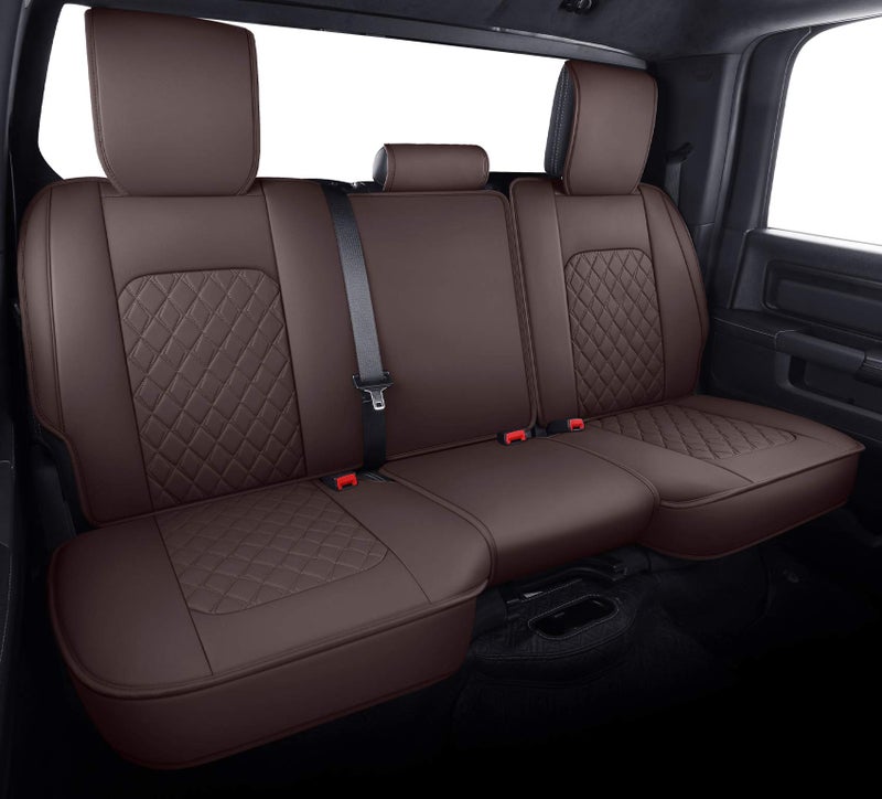 Aierxuan Car Seat Covers for Dodge Ram Custom Fit 2009-2024 1500, 2010-2024 2500/3500 Crew Quad Regular Cab Heavy Duty Truck Pickup Waterproof Leather with Split Bench 40/60(Full Set/Brown) - Image 3