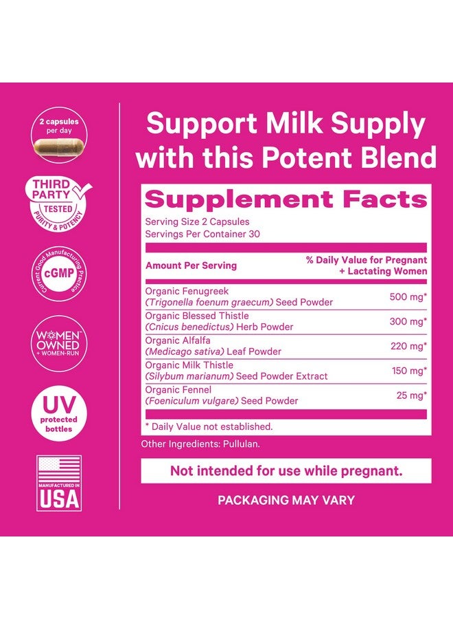 Pink Stork مكمل لكت lactation من بينك ستورك لدعم إمداد حليب الثدي، حلبة عضوية وقرطوم لدعم الرضاعة الطبيعية، تدفق الحليب، والإنتاج، أساسيات ما بعد الولادة - 60 كبسولة - Image 4