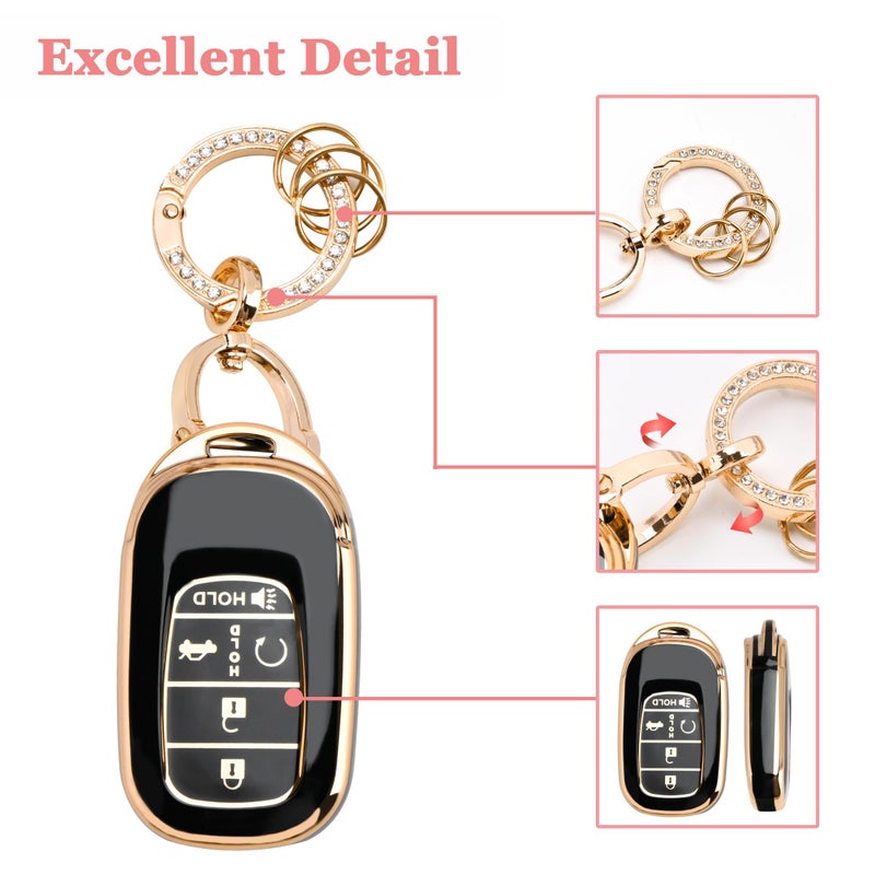 TECARATE for Honda Key fob Cover - Soft TPU Car Key Case Protector Fit for 2022 2023 2024 Honda Accord Civic HR-V CR-V Pilot Odyssey Smart Remote Key(Blue) - Image 4