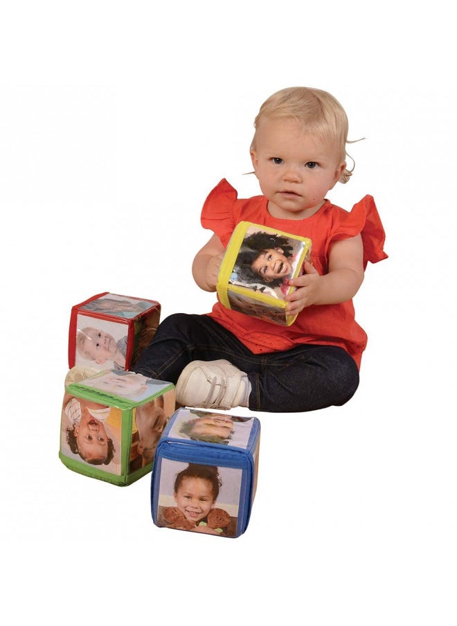 Constructive Playthings Constructive Playthings Stacking Blocks with Photo Pockets, 4-Piece Foam Baby Blocks Holds 24 Photos, Builds Fine Motor Skills, Spatial Reasoning, Toddler Toys for Ages 12 Months & Older  - Image 1