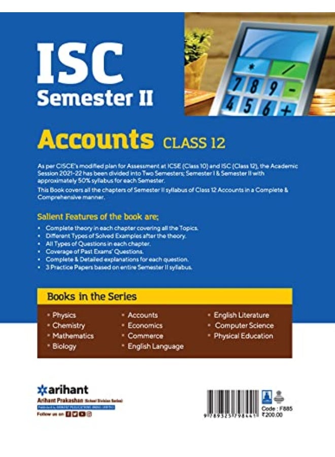Arihant ISC Accounts Semester 2 Class 12 for 2022 Exam