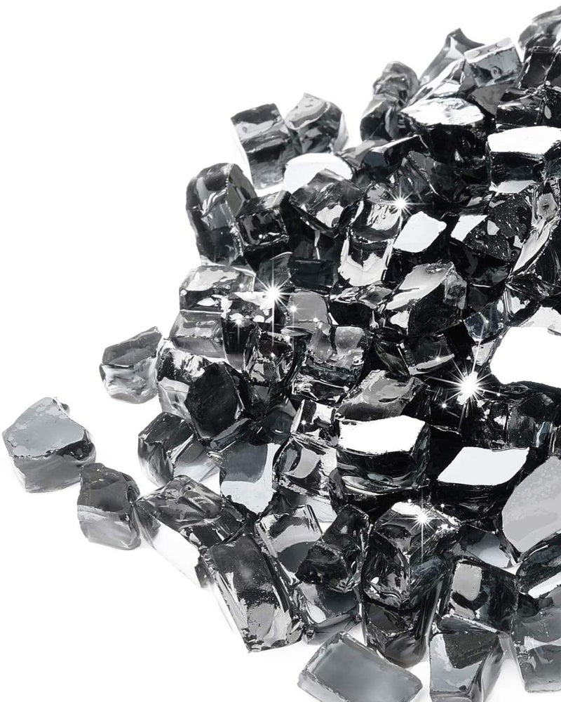 GASPRO 10 lbs Fire Glass for Fire Pit, 1/2-Inch Glass Rocks for Propane or Gas Fireplace, Add Ambience to Gatherings and Parties for Outdoors and Indoors, Reflective Black - Image 1