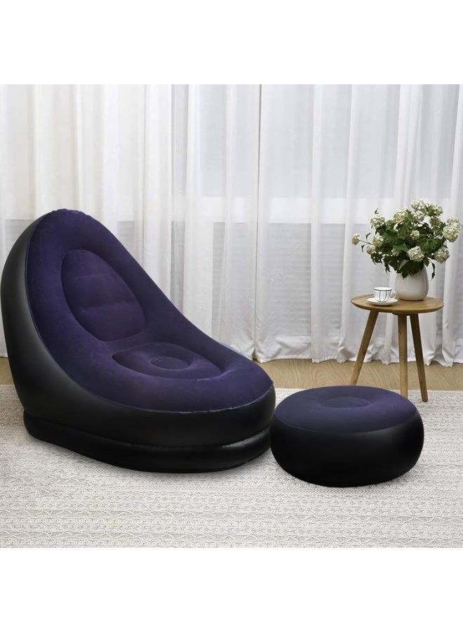 Inflatable recliner sofa with footrest, comfortable and lightweight design for camping, relaxation and travel, dark color - Image 1