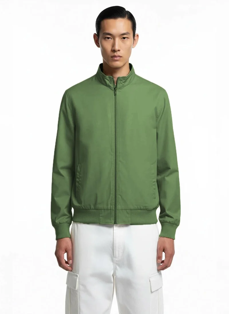نوبيرو Nobero Mock Neck Bomber Jacket | Men's Bomber Jacket | Men's Jacket | Regular Fit | Poly-Woven | Lightweight Structured Fabric | Gunmetal Zip & Snap Welt Pockets