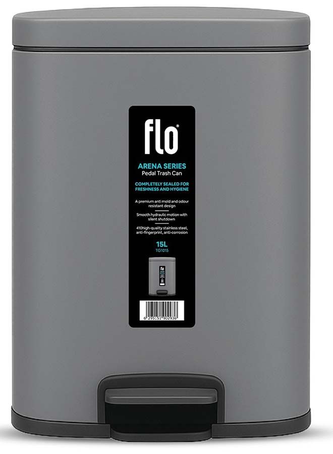 سلة مهملات - أرينا رمادي تيتانيوم 15 لتر