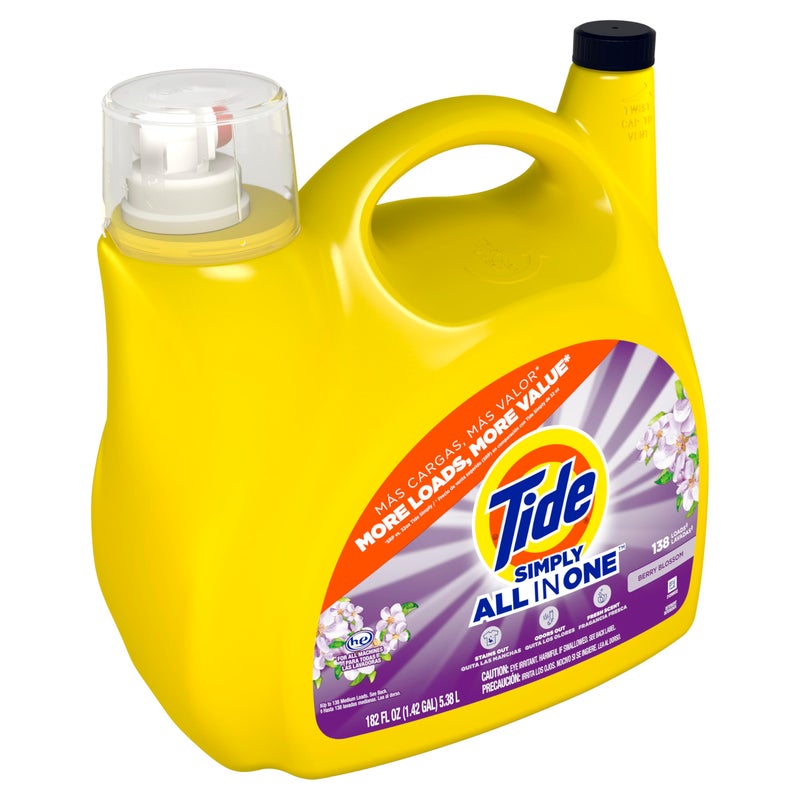 Tide Simply All-In-One Liquid Laundry Detergent, Berry Blossom Scent, 138 Loads, 182 fl oz - Image 3