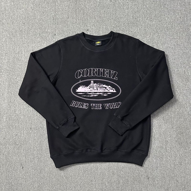 Correct Letter Print Street Basic Sweatshirt, Round Neck, Loose High Street Jacket - Image 1