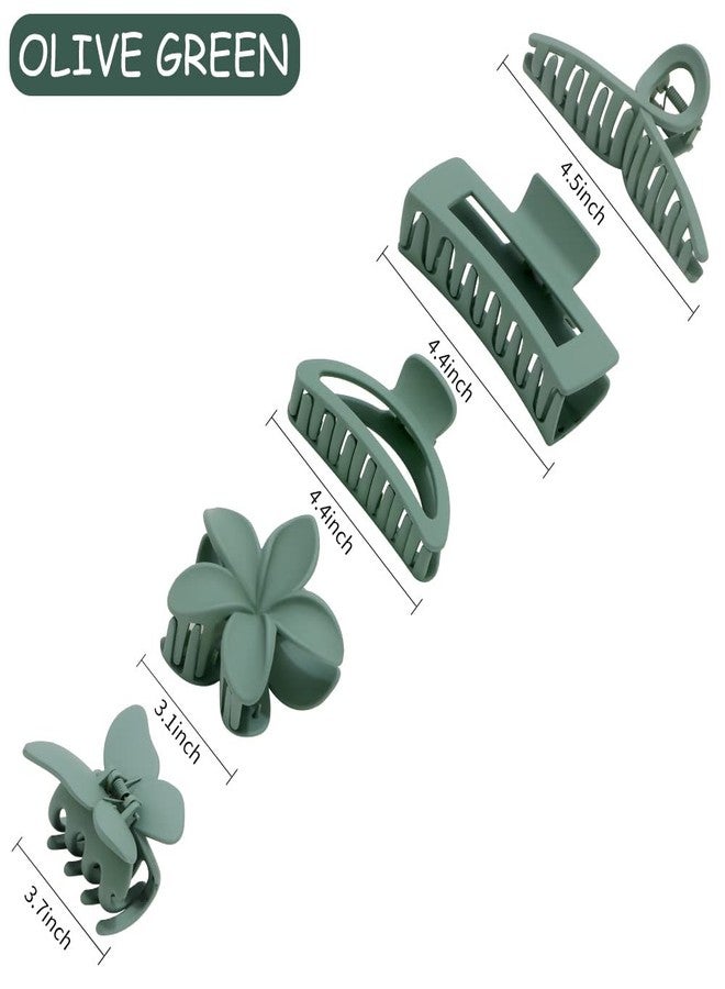Ahoney 5 Pack Large Claw Hair Clips: Thick Hair Butterfly Flower Banana Clamps, Strong Hold Non-Slip Hair Accessories for Women (Green) - Image 3