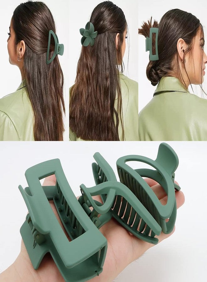 Ahoney 5 Pack Large Claw Hair Clips: Thick Hair Butterfly Flower Banana Clamps, Strong Hold Non-Slip Hair Accessories for Women (Green) - Image 5
