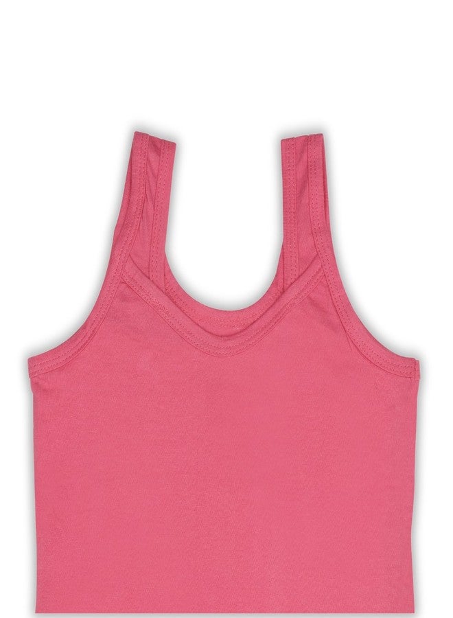Aimly Girl's Cotton Camisole Slip, Sleeveless Waist Length Innerwear | Soft Stretchable Tank Top | Scoop Neck | Kids Toddler Girls Vest, Turq Blue Hot Pink Wine | 18-24 Months | Pack of 3 - Image 2