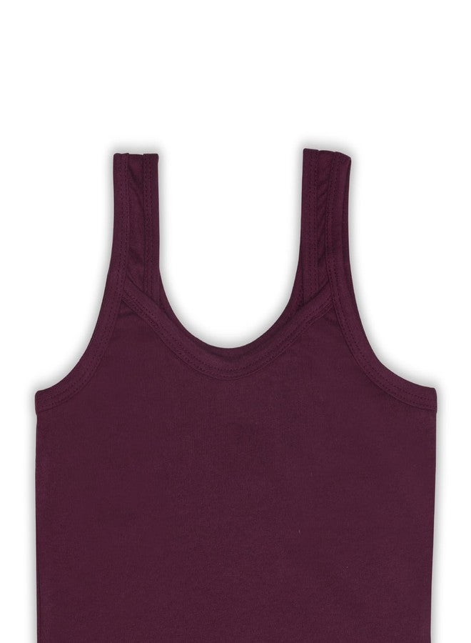 Aimly Girl's Cotton Camisole Slip, Sleeveless Waist Length Innerwear | Soft Stretchable Tank Top | Scoop Neck | Kids Toddler Girls Vest, Turq Blue Hot Pink Wine | 18-24 Months | Pack of 3 - Image 4