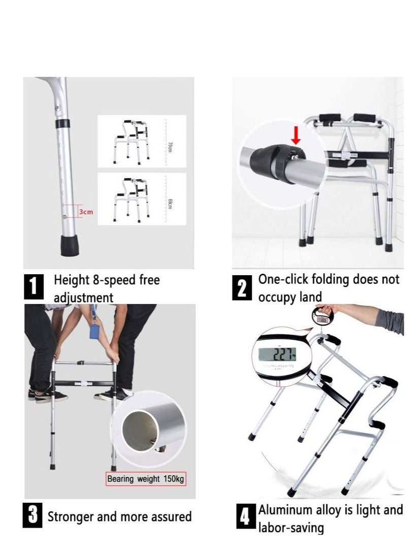 Rollator Aluminum Folding Elderly Auxiliary Walker For Potty Bath And Walk Assistant With Adjustable Heights - Image 4