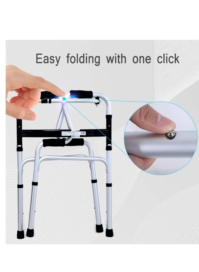 Rollator Aluminum Folding Elderly Auxiliary Walker For Potty Bath And Walk Assistant With Adjustable Heights - Image 5